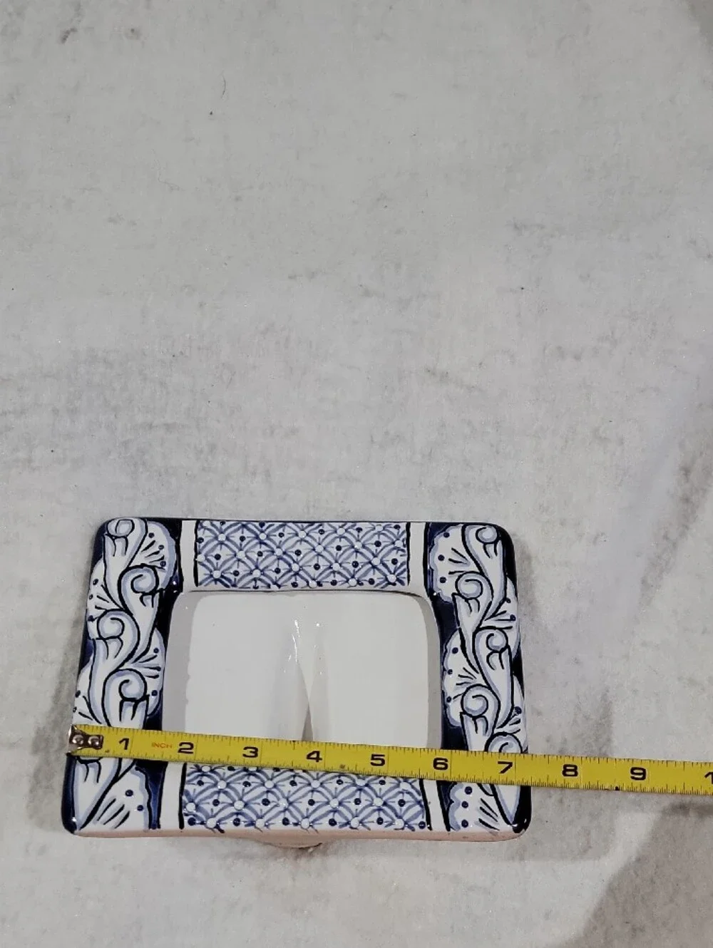Hand-Crafted Mexican Blue&White Ceramic Picture Frame- Lead Free- Garay Talavera
